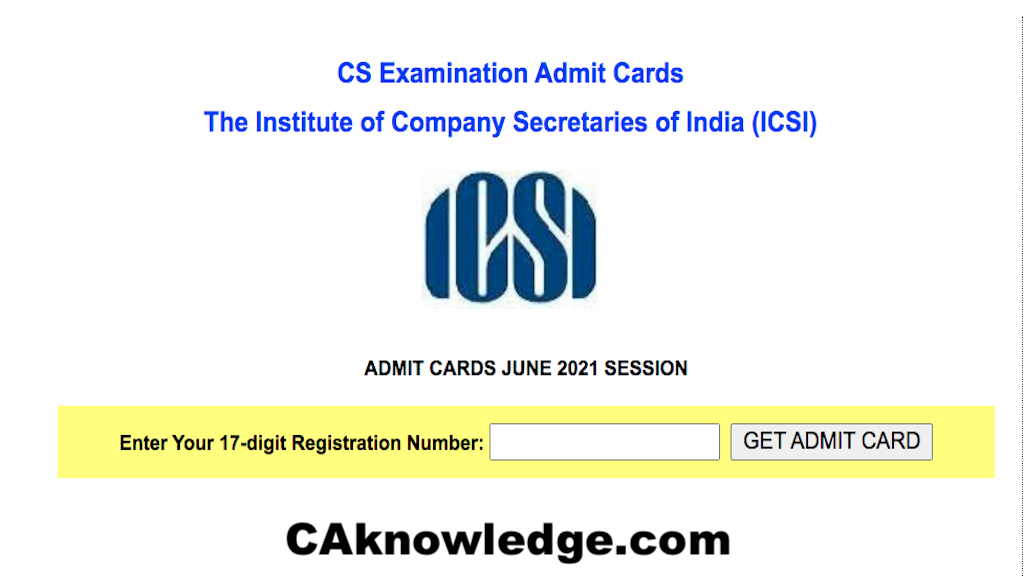 ICSI Admit Card June 2021
