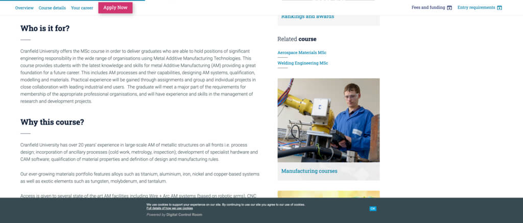 Masters Degree in Metal Additive Manufacturing