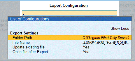 2 export data tallyprime server