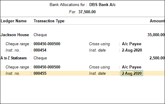 ledger wise bill allocation tally