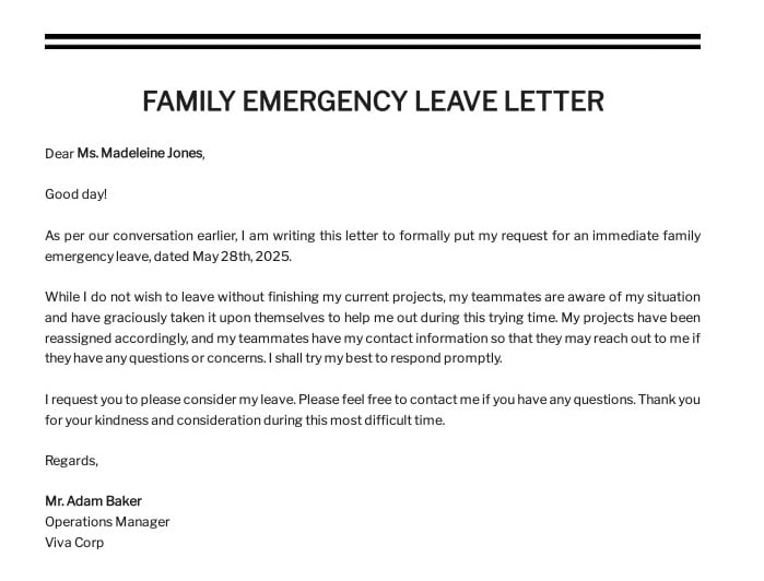 Emergency Leave Application