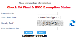 ICAI CA Final, CA IPCC Exemption Status for May 2016
