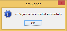 emSigner service is displayed