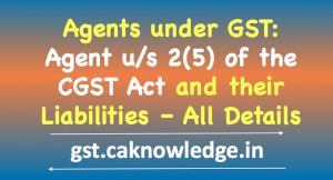Agents under GST