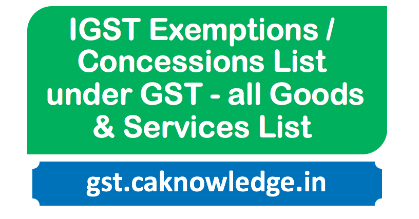 IGST Exemptions