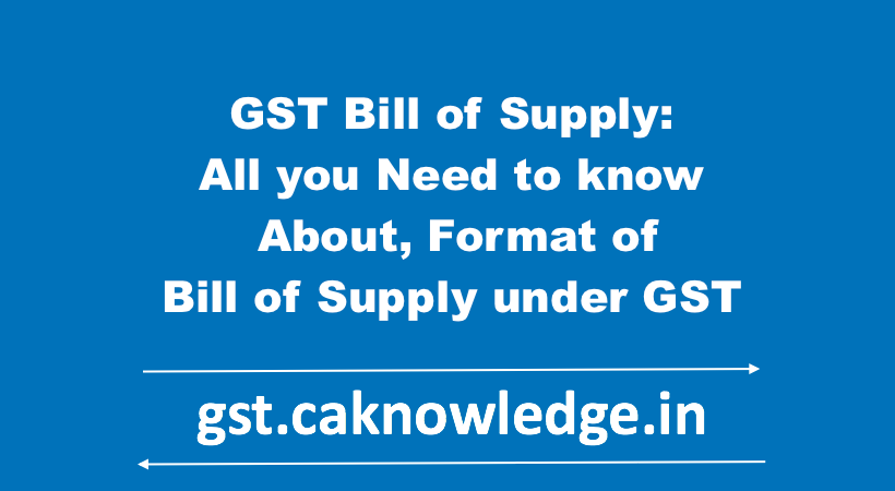 GST Bill of Supply