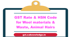 GST Rate and HSN Code for Wool materials and Waste, Animal Hairs