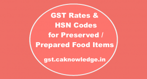 GST Rates & HSN Codes for Preserved : Prepared Food Items