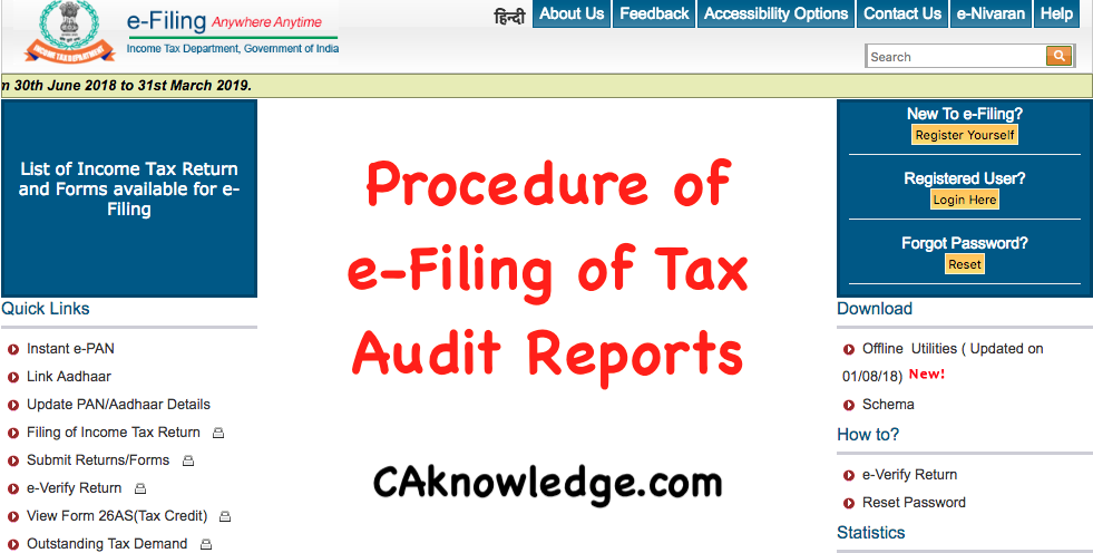Procedure of e-Filing of Tax Audit Reports