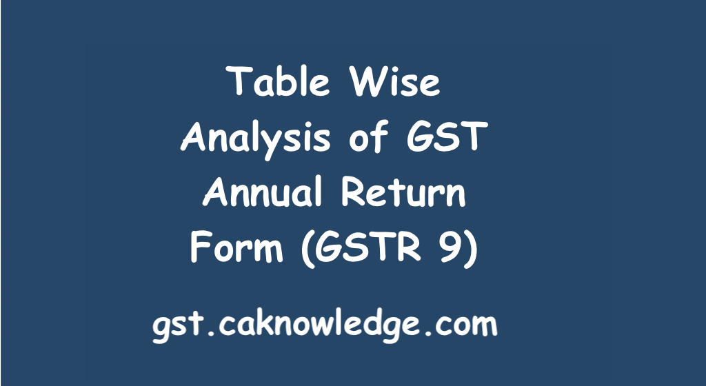 Table Wise Analysis of GST Annual Return Form