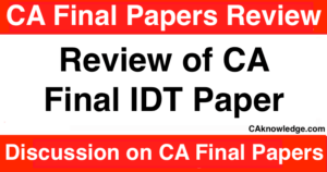 Review of CA Final IDT Paper