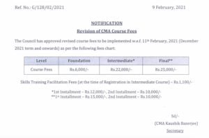 Revised CMA Course Fees