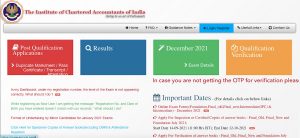 ICAI Exam Form Dec 2021