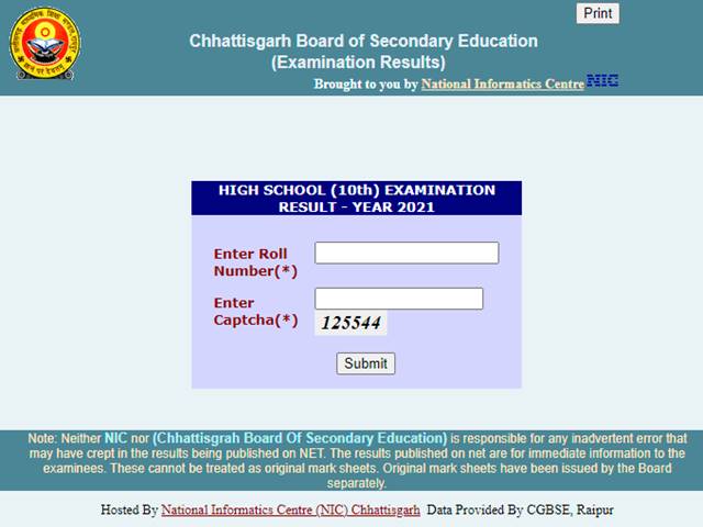 CGBSE 10th result