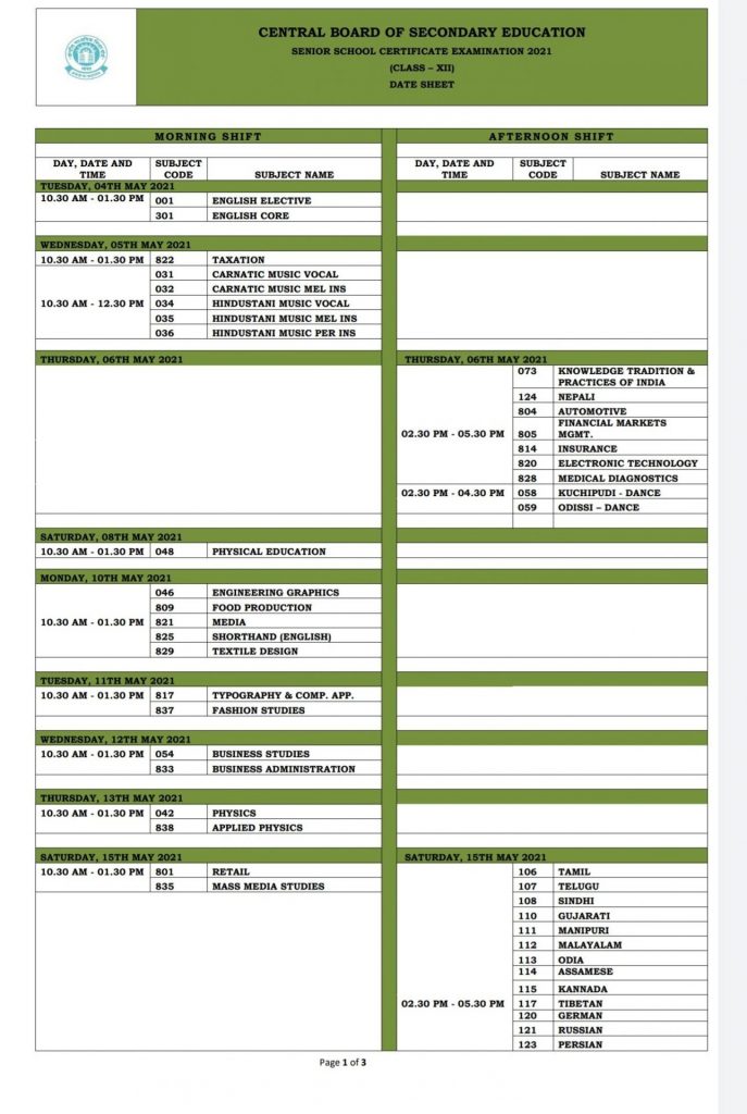 CBSE-12th-date-sheet