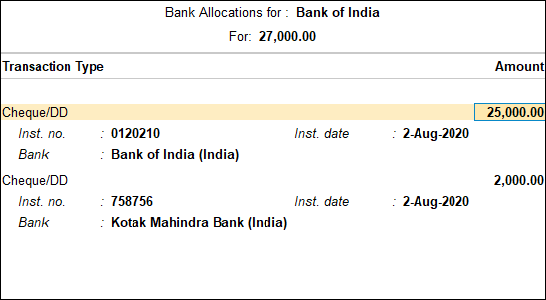 receipt bank allocation screen tally 1