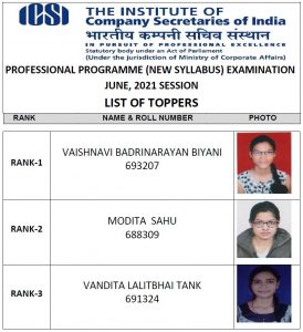 CS Professional Toppers June 2021 New
