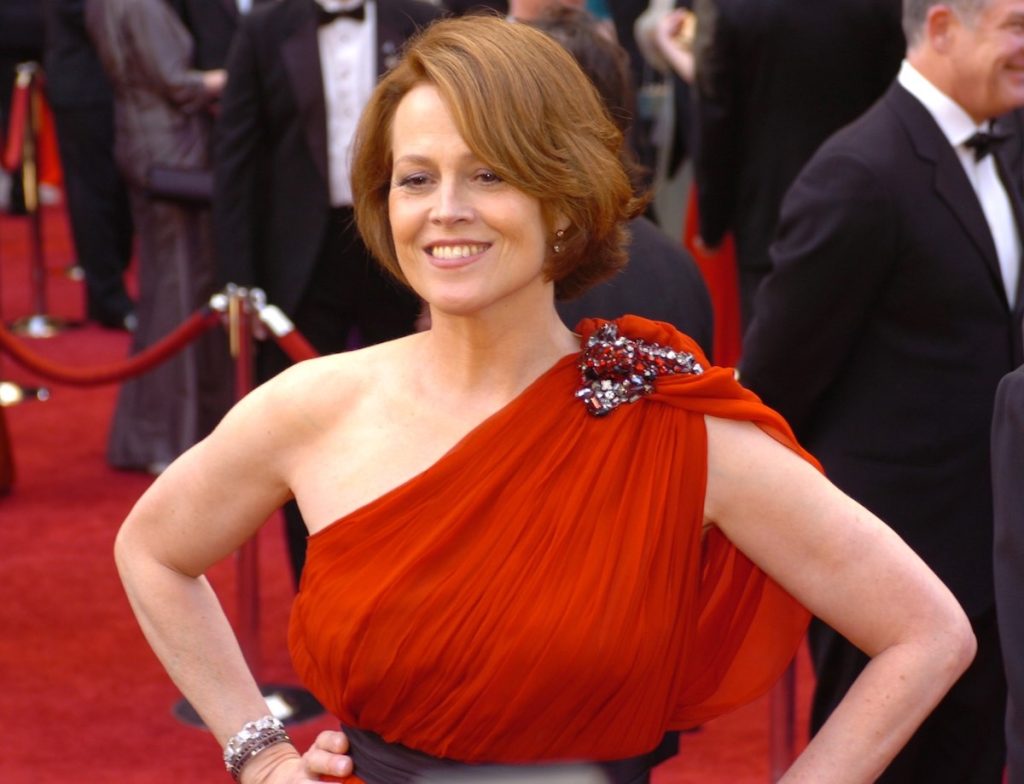Sigourney Weaver Hot in Red Dress