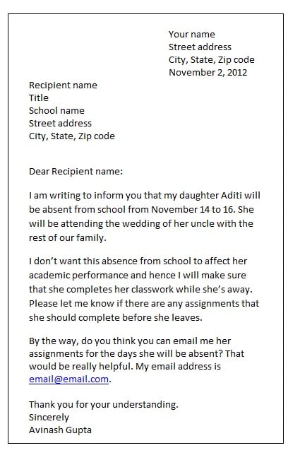leave letter for marriage