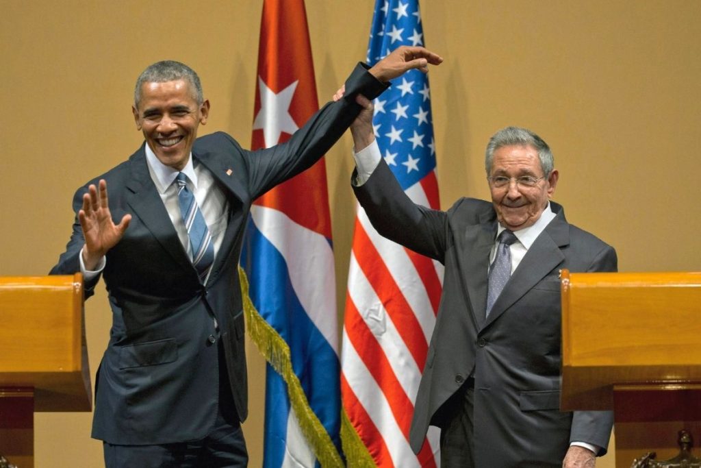 Raúl Castro with Barack Obama 